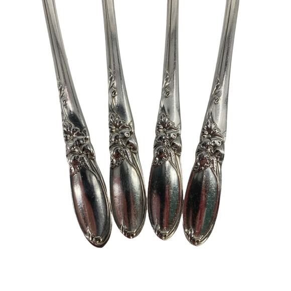 Lot of 4 Oneida community white Orchid silver plate salad fork - Picture 2 of 6